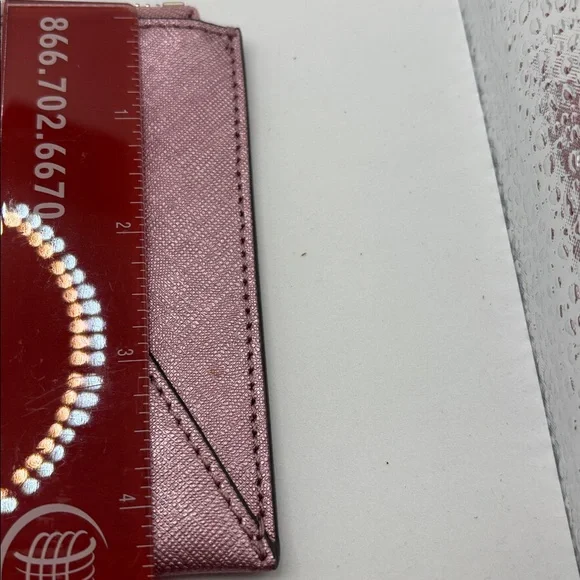 VTG Henri Bendel West 57th Metallic Pink Wristlet Wallet Large Sleek City Thin - Picture 10 of 10